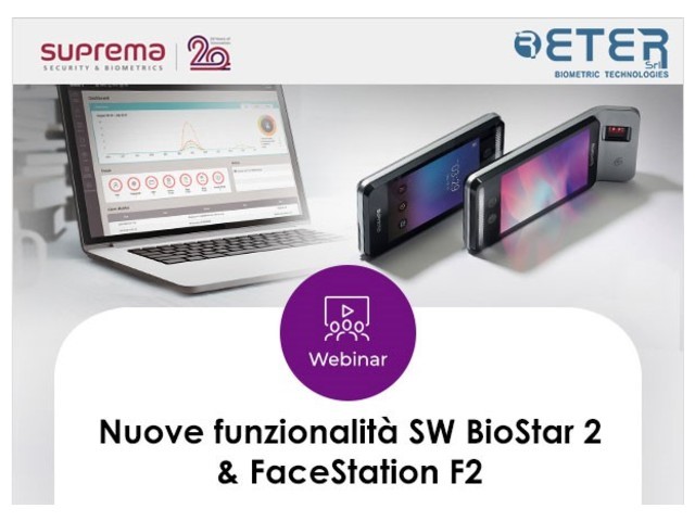 Eter Biometric, webinar su Software BioStar 2 e  FaceStation F2