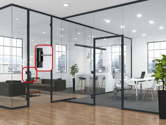 Sistema di partizione vetrata intelligente, con controllo accessi integrato