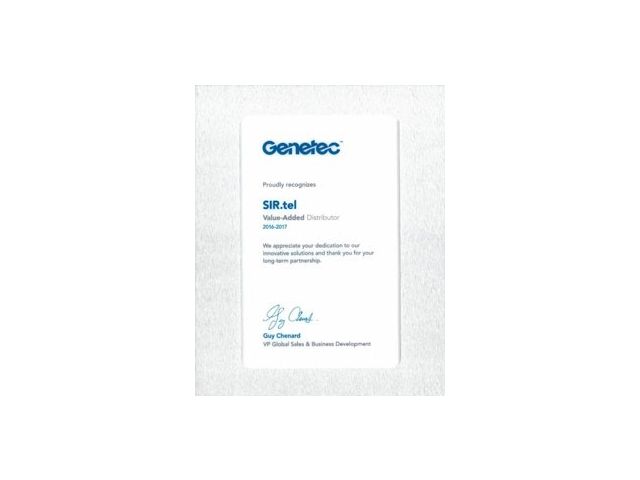 SIR.tel. si conferma Value Added partner di Genetec 