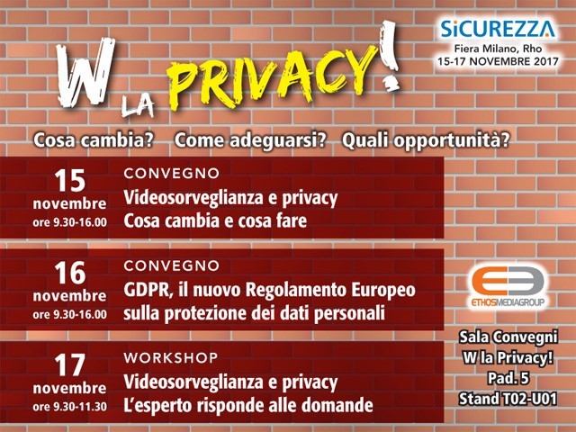 - 7 mesi all’applicazione del nuovo GDPR che cambia le regole della privacy: focus a Sicurezza 2017