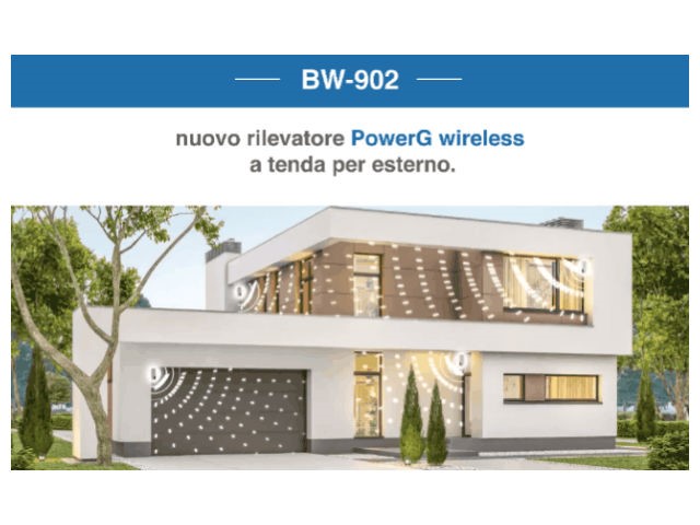Bentel Security, BW-902 nuovo rilevatore PIR per esterno wirelessPowerG con protezione a tenda