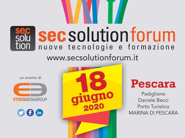 Secsolutionforum Pescara 2020: POSTICIPATO AL 18 GIUGNO