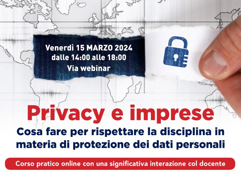 “Privacy e imprese”, un corso per proteggere la propria azienda 